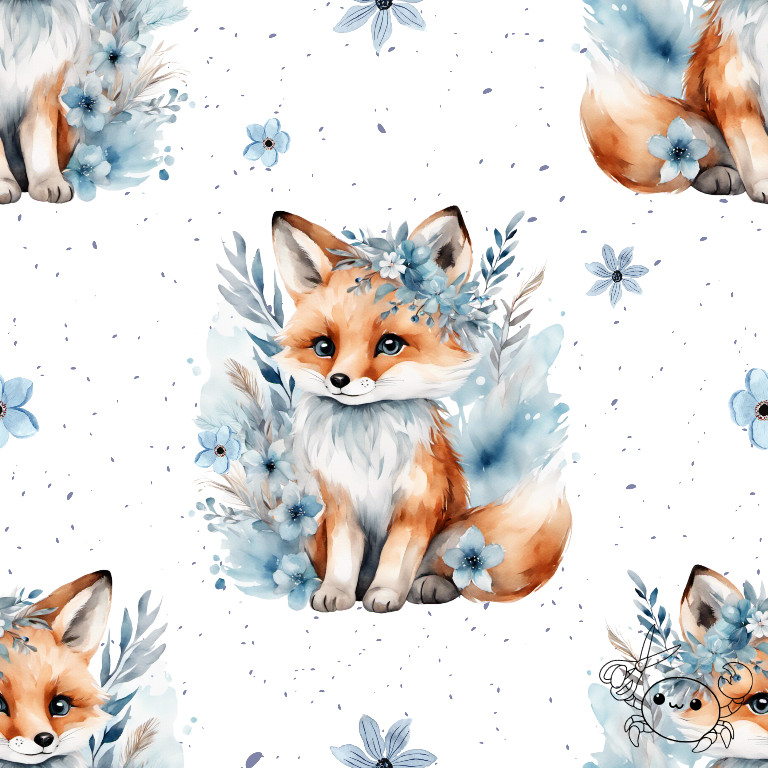 Blumen-Fuchs Blau - Stoff
